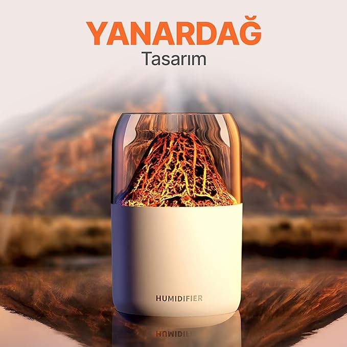 YANARDAĞ TASARIMLI,300 ML KAPASİTELİ ODA NEMLENDİRİCİ