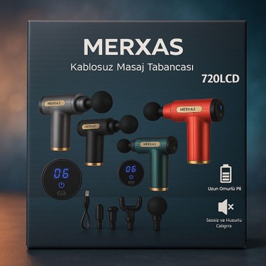 MERXAS, LED EKRAN, 4 BAŞLIKLI MASAJ TABANCASI