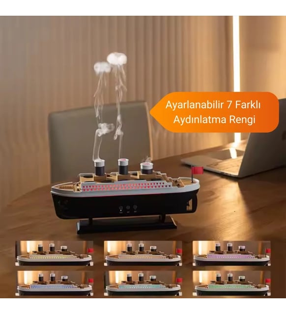 Titanik Gemi Tipi,Kumandalı, Dekoratif Oda Nemlendirici