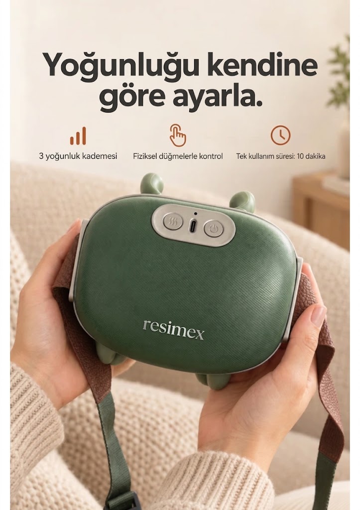 Resimex Tella Isı Destekli Yoğurmalı Boyun ve Vücut Masaj Aleti – Ergonomik Gevşeme