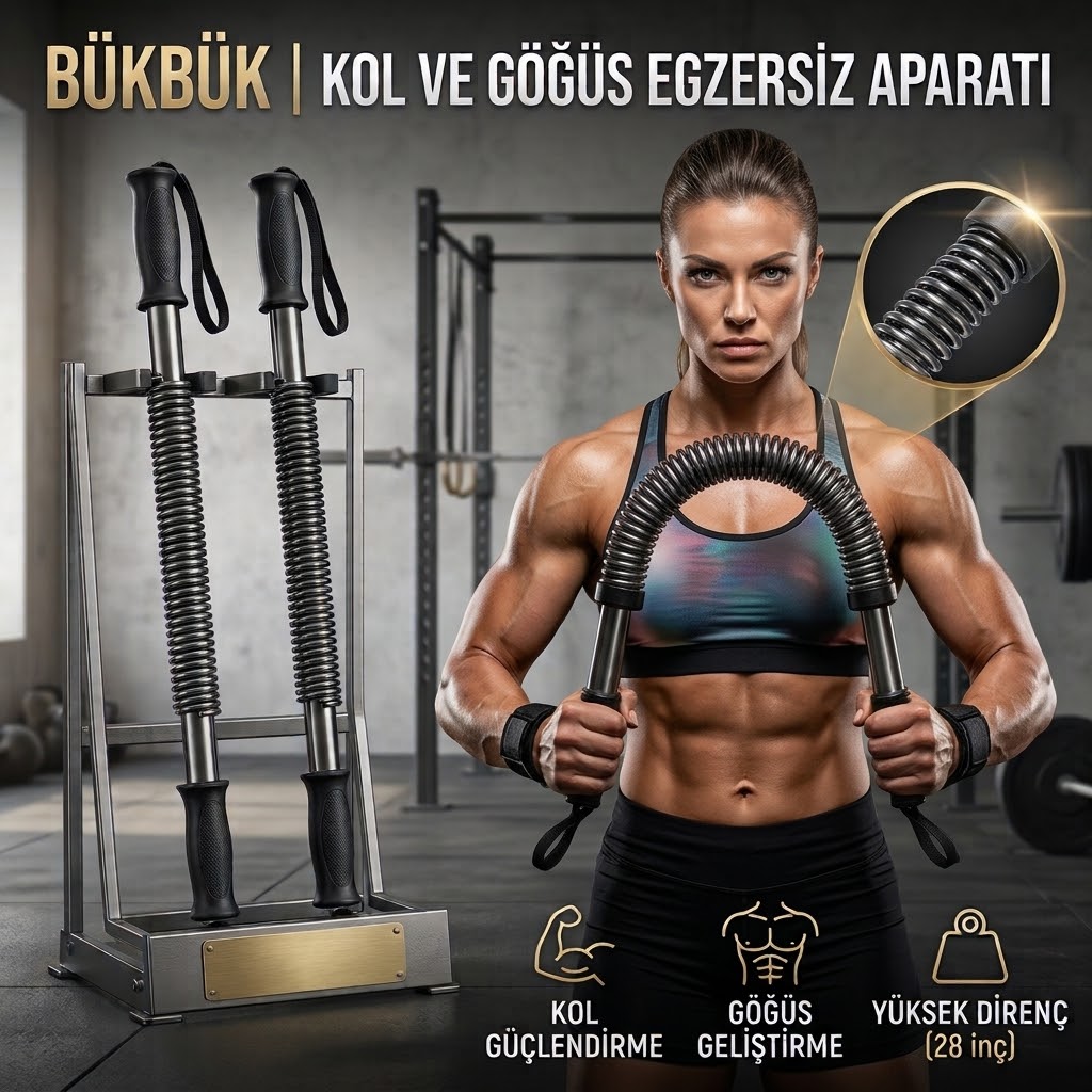 RESİMEX Profesyonel Bükbük Güç Yayı (20 kg / 60 cm) – Kol, Göğüs, Omuz ve Bilek Egzersiz Aparatı