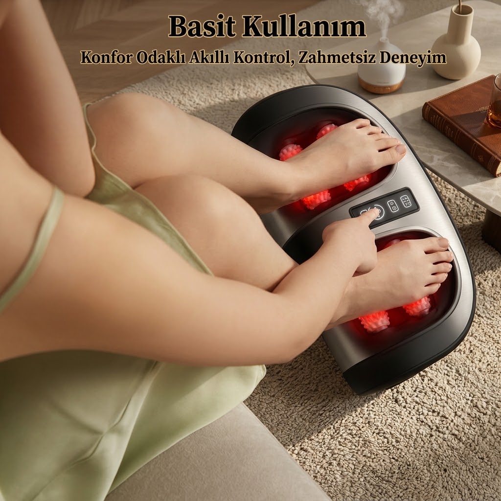 RESIMEX Akıllı Isıtmalı Ayak Masaj Cihazı – Kırmızı Işık Terapili & 3 Kademeli Derin Rahatlama